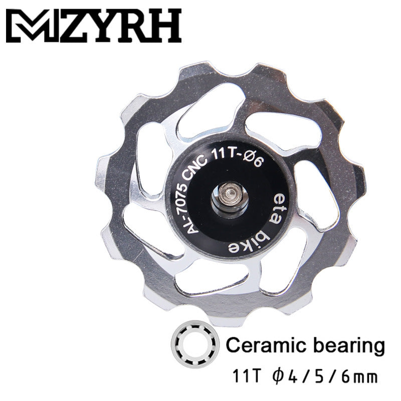 Mountain Bike Transmission Rear Dial Guide Wheel Ceramic Perlin Guide Wheel 11T Tooth Aluminum Alloy Tension Wheel