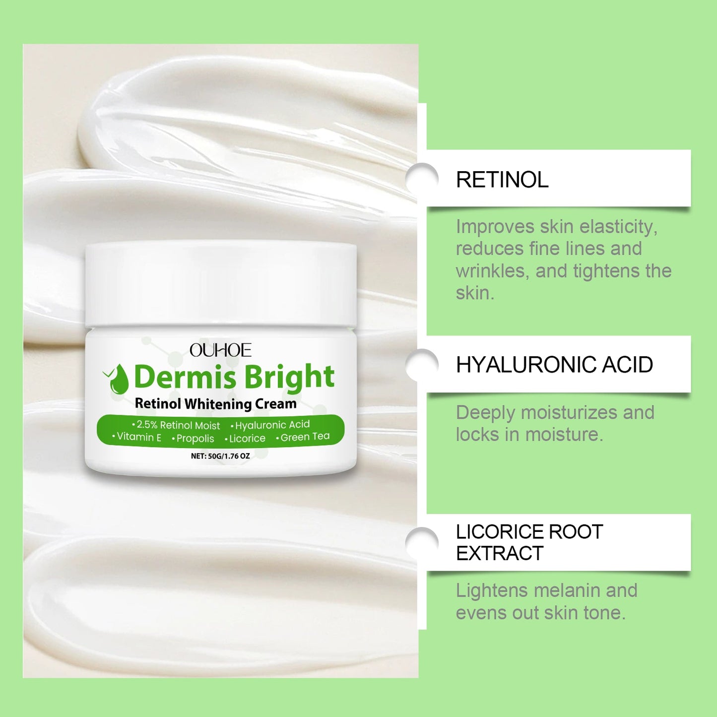 Retinol Brightening Cream Retinol Firming, Silky And Elastic Skin Moisturizing And Glossy Cream