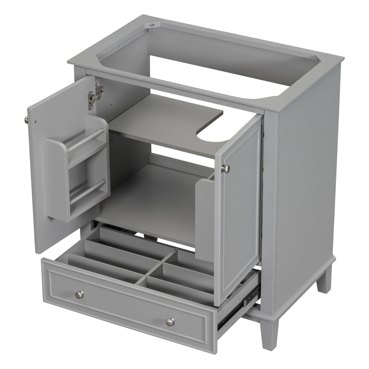 30 inch bathroom vanity no sink  base only gray