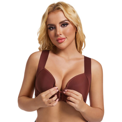 Smooth thin bra front buckle sexy gathering without steel ring adjustment women's underwear