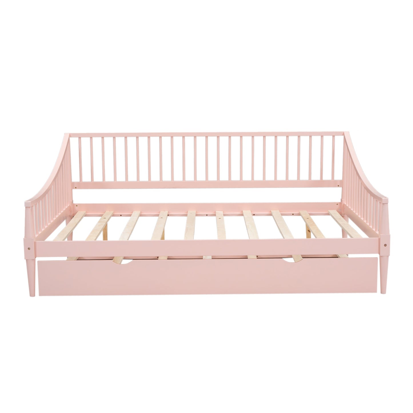 Full Size Daybed with Trundle and Support Legs  Pink