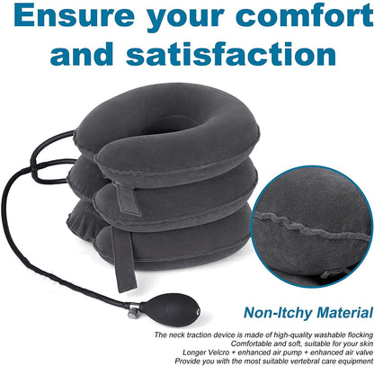 Cervical Traction Device Neck Support Pillow Inflatable Adjustable Neck Stretcher Three-Layer Inflatable Neck Pillow