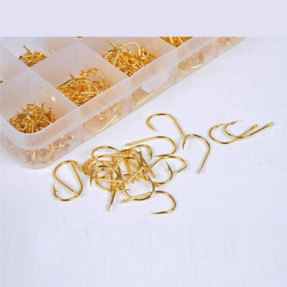 LEO 500pcs/box Multiple Sizes Golden Fishing Hooks Anti-corrosion Flat Head Barbed
