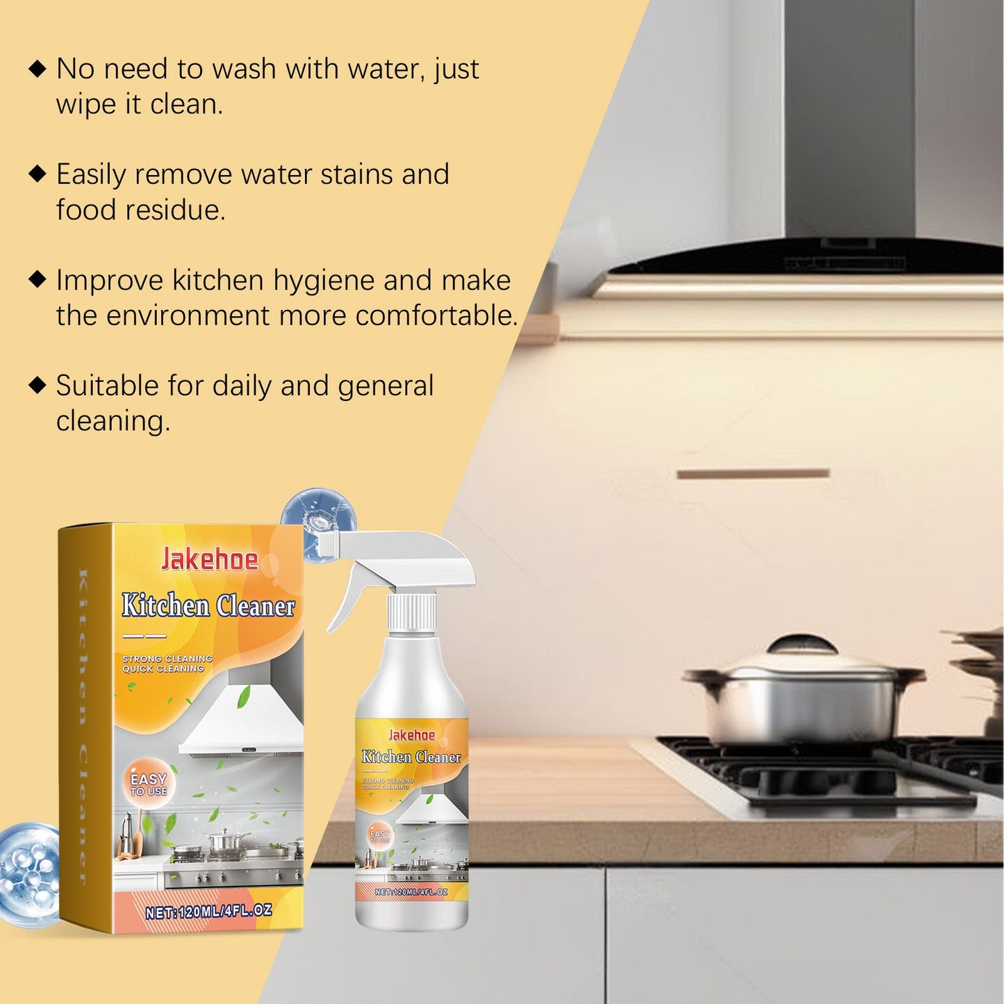 Kitchen Grease Cleaner Kitchen Cookware Cooktop Range Hood Oil And Stain Remover