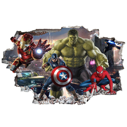 Marvel League of Legends Captain America Iron Man Batman Hulk Boy Bedroom Living Room Decoration Self Adhesive Wall