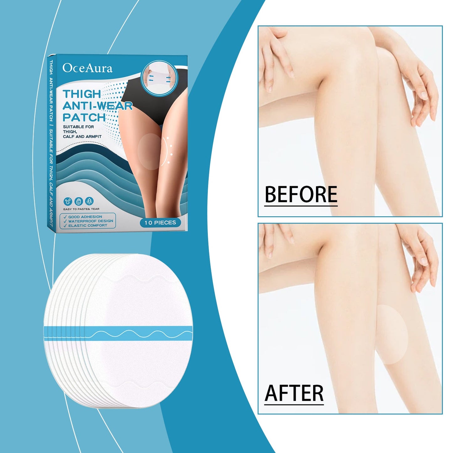 Oceaura Thigh Anti-Wear Adhesive, Thigh And Calf Non-Trace Leg Protector Breathable Invisible Multi-Functional Anti-Wear Foot Adhesive