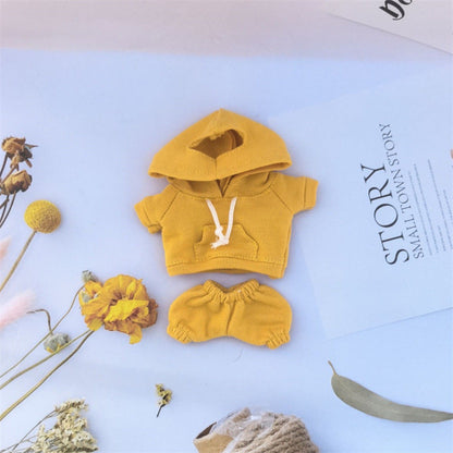 17cm Vinyl Macaron Plush Keychain Pulling Cloth Pendant Labubu Doll for Hoodie Pants Set
