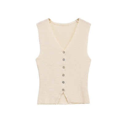 Spring New Style Round Neck Solid Color Loose Design Unique Temperament Knitwear
