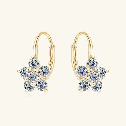 1.2 Carat 925 Sterling Silver Moissanite Flower Huggie Earrings