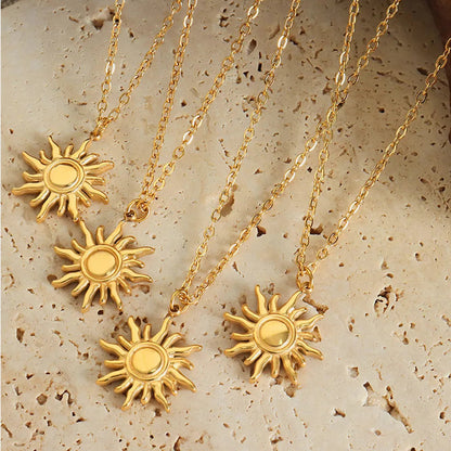 Clavicle chain fashionable and simple small sun pendant titanium steel necklace for women