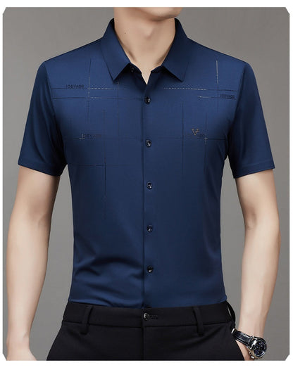 Summer Men's Short Sleeve Seamless Business Shirt