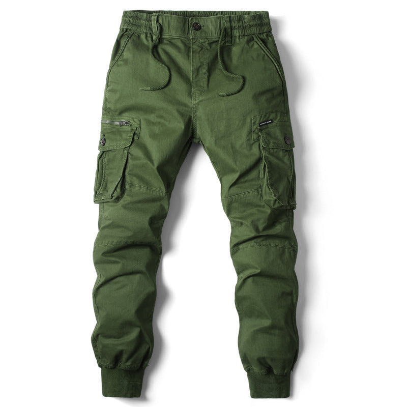 Solid Color Skinny Multi-pocket Men's Work Pants