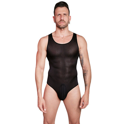 Thin Tight-fitting High Elastic Vertical Bar Men's One-piece
