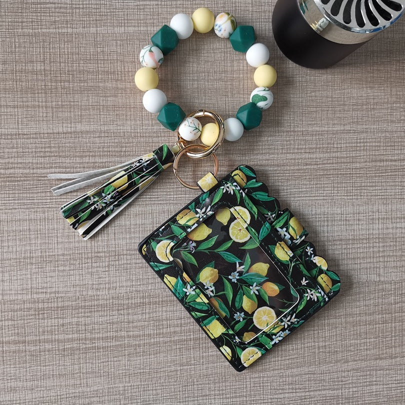 Silicone Beads Bracelet Key Chain Leopard Print