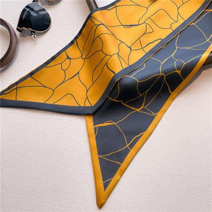 Thin Houndstooth Silk Scarf - Hair Tie