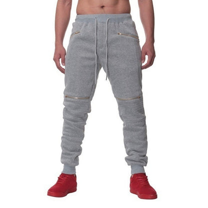 Men's Sports Pants with Double Pockets and Zip Design