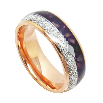 Rose Gold Purple Lapis Lazuli Silver Wire Ring