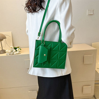 Plaid Shoulder Bag with Small Wallet Square Tote for Women