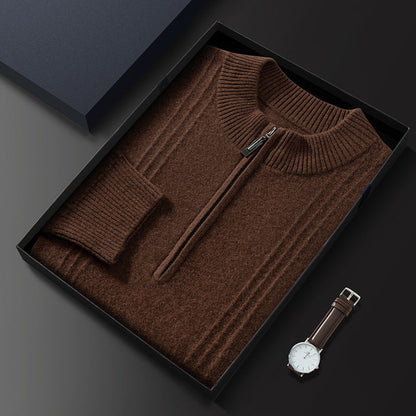 Men's Half Turtleneck Zipper Plus Size Wool Sweater