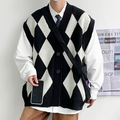 Autumn Winter Men's V-neck Woolen Sweater Vest