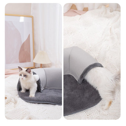 Cat Tunnel With Soft Plush Attached Mat And Hanging Ball
