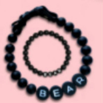 Pet Beaded Name Collar With Bracelet Set Custom Dog Collar With Beads DIY Name Dog Letter Necklace Dog Pearl Beaded Collar