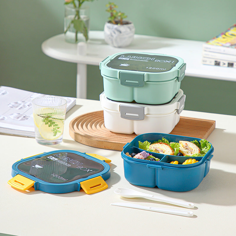 Classic simple microwaveable portable salad box lunch box with cutlery