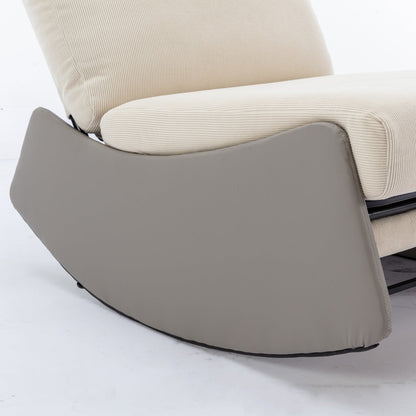 Modern rocking chair recliner, comfortable cushioned recliner with footstool, gray