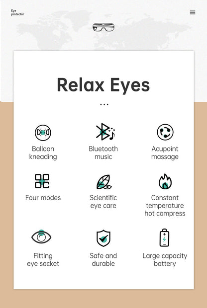 Eye Massager Air Pressure Vibration Eye Protector Bluetooth Eye Massage Relax Migraines Relief Improve Sleep