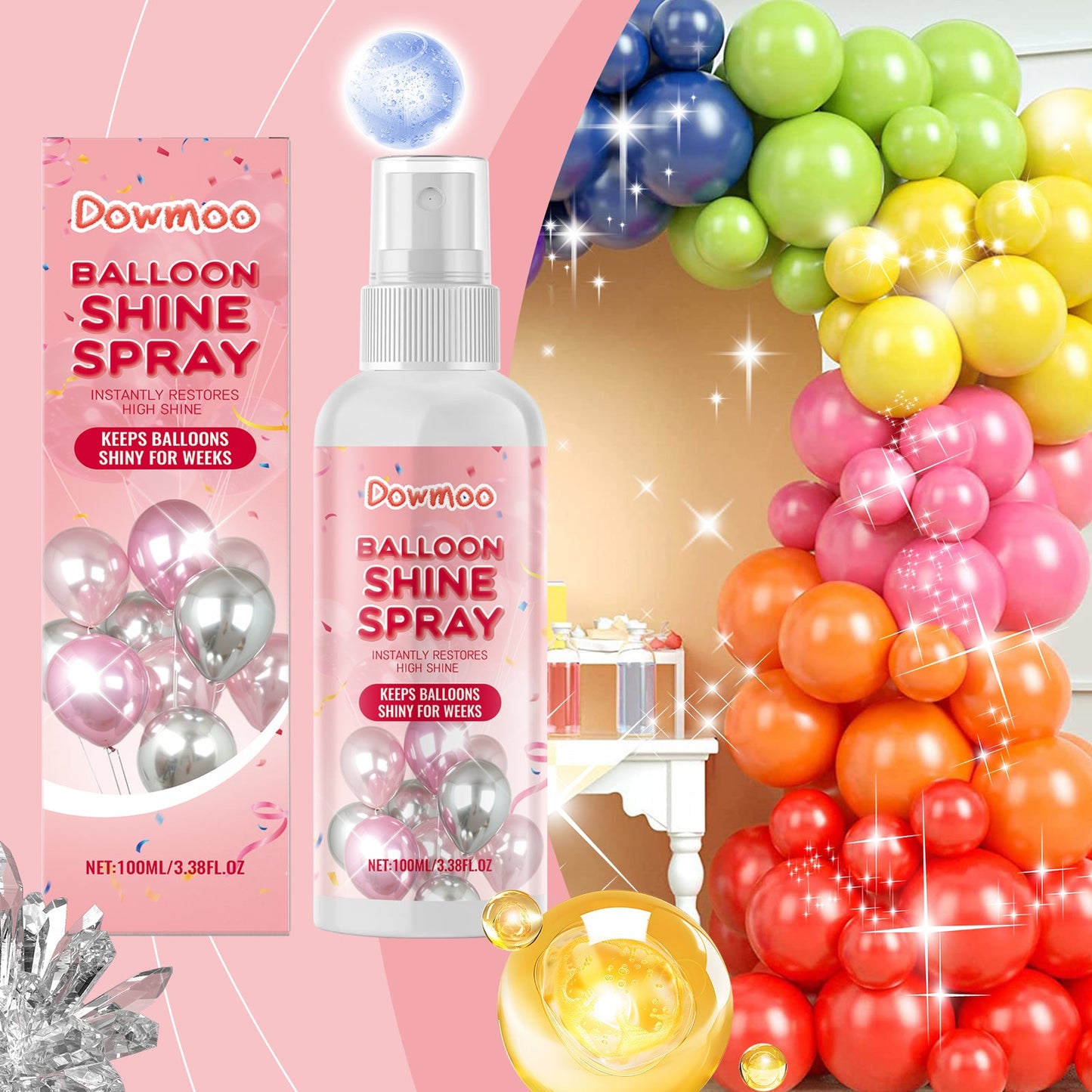 Balloon Shine Spray Brightens Up The Party Atmosphere With Easy To Apply Gloss Latex Balloon Spray