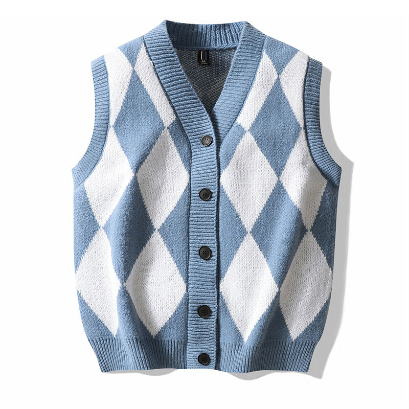 Autumn Winter Men's V-neck Woolen Sweater Vest