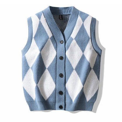 Autumn Winter Men's V-neck Woolen Sweater Vest