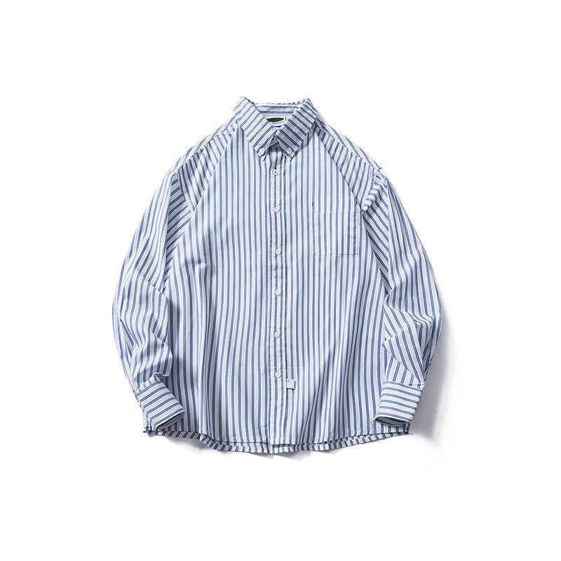 Casual Drop Shoulder Striped Long Sleeve Shirt Men