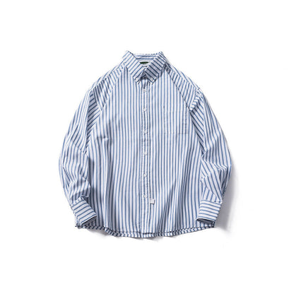 Casual Drop Shoulder Striped Long Sleeve Shirt Men