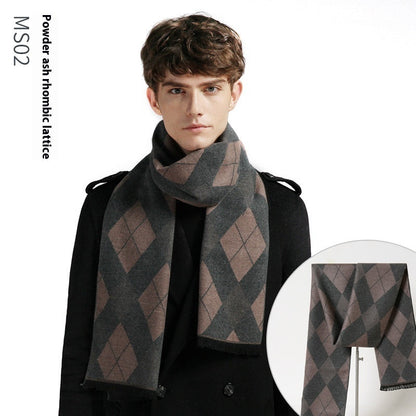 Simple Plaid Artificial Cashmere Warm Scarf