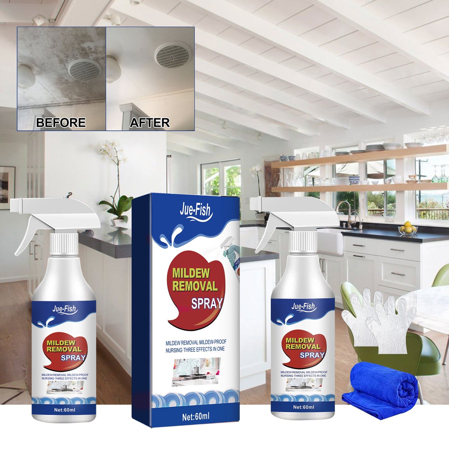 Mildew Removal Spray, Clean Mildew Stains On Bathroom Tile Walls And Ceiling Multi-Functional Mildew Stain Spray