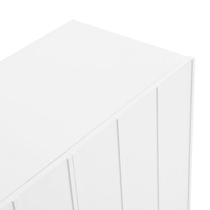 ON-TRANS Cream Style Shoe Cabinet with 5 Adjustable Solid Wood Legs, Large Storage Cabinet with Wave Doors, White