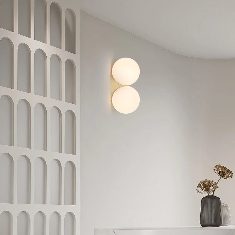 Bedroom Bedside Lamp Simple Glass Ball Wall Lamp