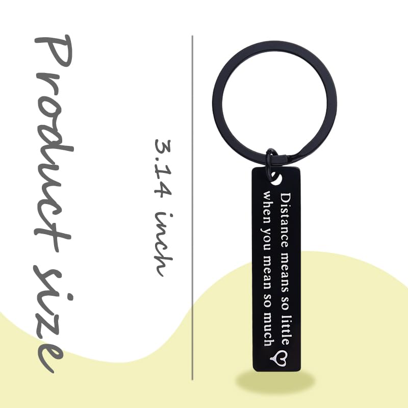 yaozeio Long Distance Relationship Keychain Gift for Couples Black Unisex