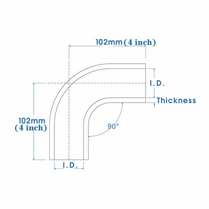 OHOB-COOL 0.63" ID 90° Silicone Elbow Coupler 16mm Reinforced 4-Ply Hose