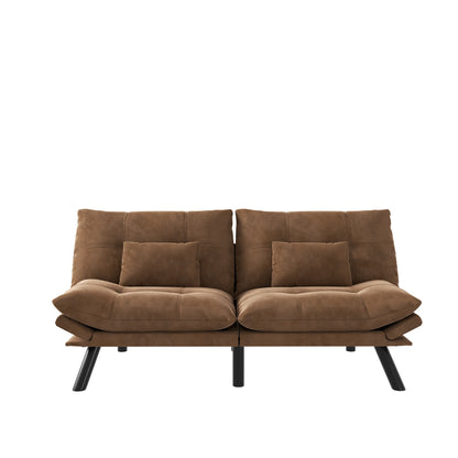 Leatehr Feeling Brown Convertible Folding Modern sofa Bed