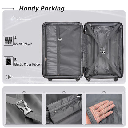 Expanable Spinner Wheel 2 Piece Luggage Set ABS Lightweight Suitcase with TSA Lock 20inch+28inch Purple + Plastic