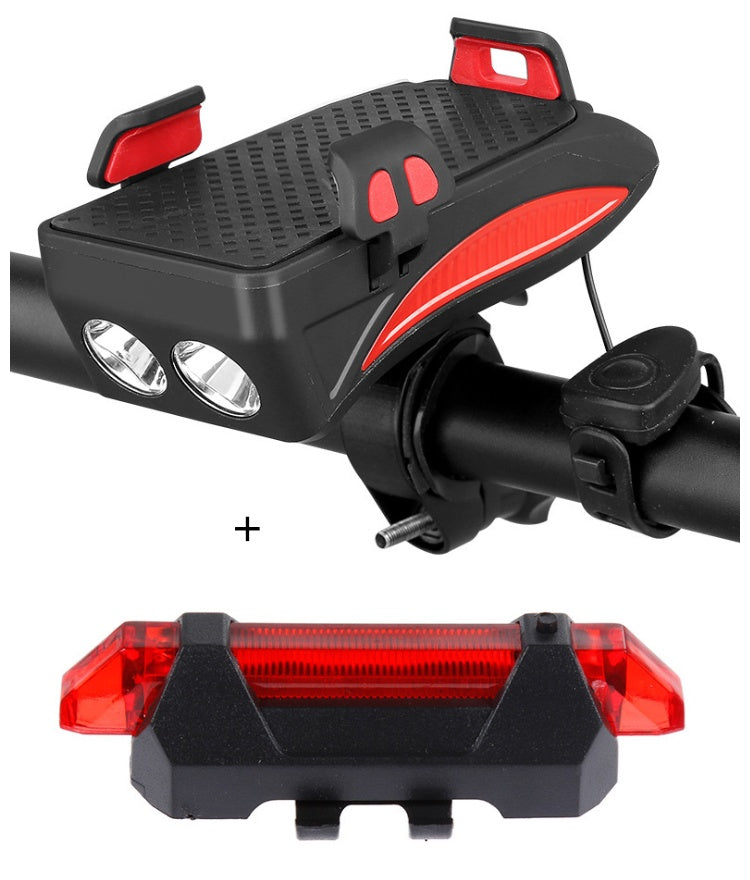 Bike Phone Holder with Charger, Bell, and Light