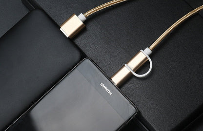 100cm 2A Fast Charger Cable 2 In 1 USB Type C Micro USB