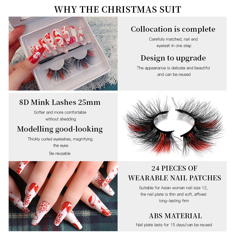 Christmas Nail Enhancement Eyelash Tool Set False Eyelash Decoration Color Mink Hair Beauty Tool