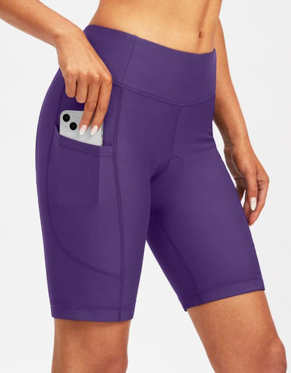 Bikewa Women's 4D Padded Cycling Bike Shorts Purple Zipper Pockets Size XL