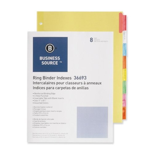 Business Source Insertable Tab Ring Binder Indexes 1.5" Tabs 11x8.5 Multi 25ct