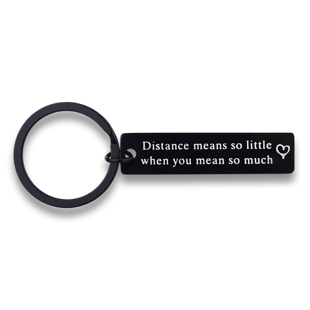 yaozeio Long Distance Relationship Keychain Gift for Couples Black Unisex