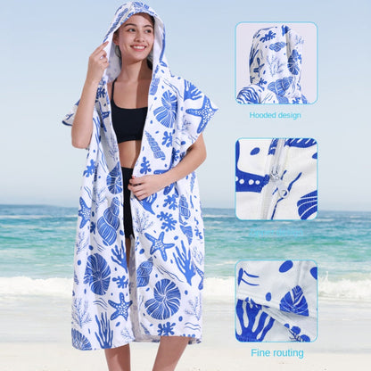 Hooded Towel Ultra-fine Fiber Zipper Wearable Bathrobe Cape Beach Towel