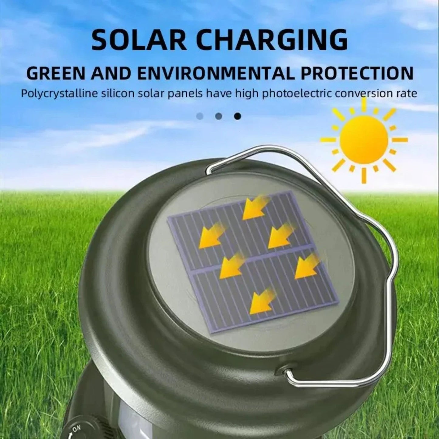 Outdoor solar rechargeable camping light, multifunctional LED strong light charging camping atmosphere tent light